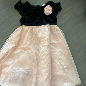 Black and pink sparkle dress.